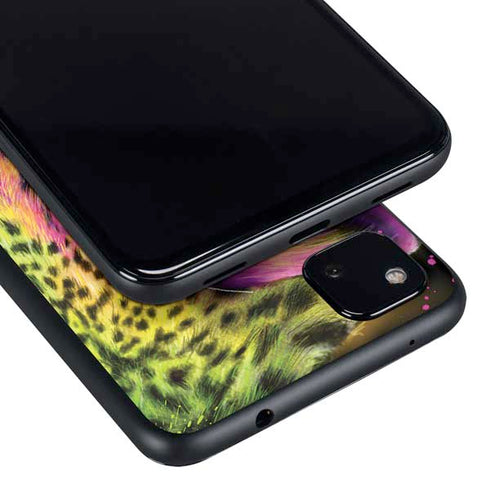 Neon Rainbow Cheetah with Rose by Sheena Pike Google Pixel 4a Skin